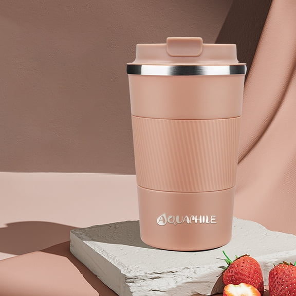 Aquaphile Vacuum Insulated Coffee Travel Mug Double Walled Reusable Tumbler Cups Light Pink12 Fluid Ounces