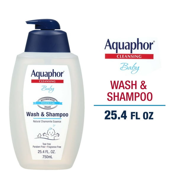 Aquaphor Baby Wash and Shampoo, Unscented Baby Shampoo and Wash, 25.4