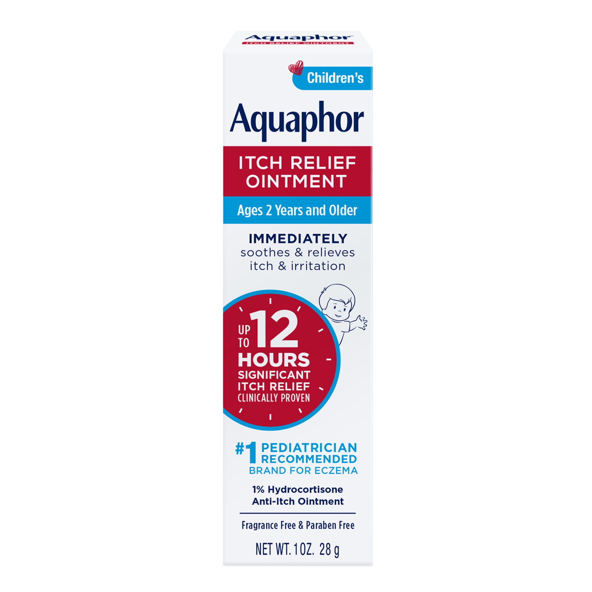 Aquaphor Children's Itch Relief Ointment, 1% Hydrocortisone Anti-Itch Ointment, 1 Oz Tube