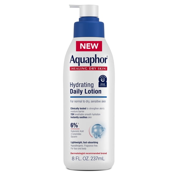 Aquaphor Daily Hydrating Face and Body Lotion, 8 fl oz Pump Bottle