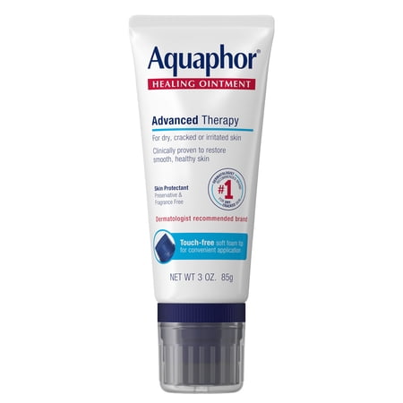 Aquaphor Healing Ointment Skin Protectant for Dry, Cracked, Irritated Skin, Touch-Free, 3 oz