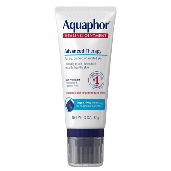 Aquaphor Healing Ointment Skin Protectant for Dry, Cracked, Irritated Skin, Touch-Free, 3 oz