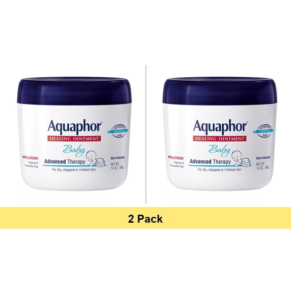 Aquaphor Healing Ointment Advanced Therapy Skin Protectant, Dry Skin Body Moisturizer, 14 Oz Jar - 2 Pack