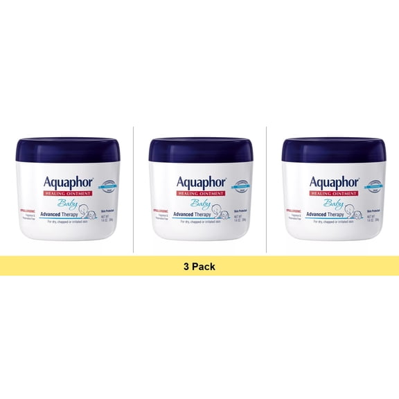 Aquaphor Healing Ointment Advanced Therapy Skin Protectant, Dry Skin Body Moisturizer, 14 Oz Jar - 3 Pack