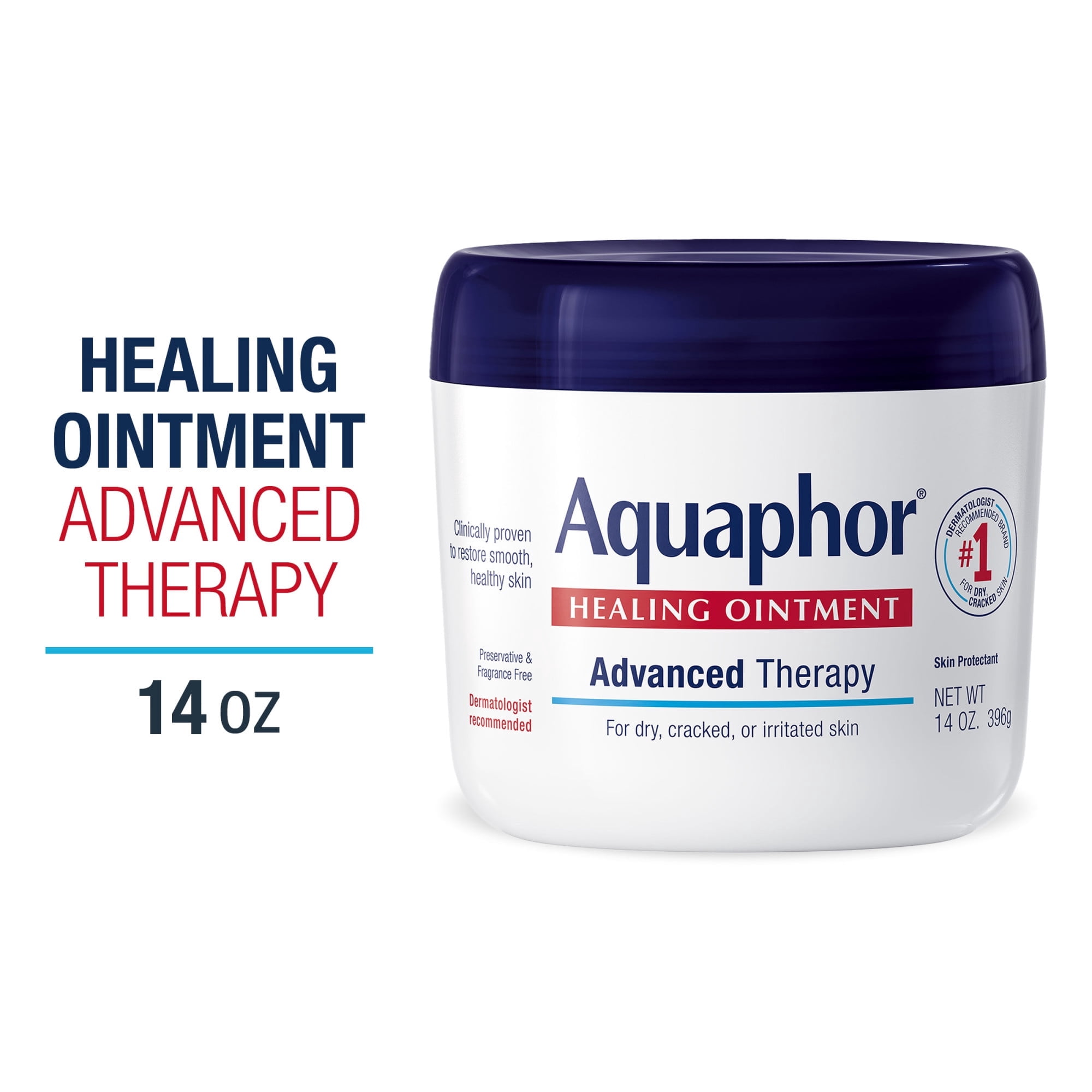 Aquaphor Healing Ointment Skin Protectant for Dry, Cracked, Irritated Skin, Fragrance Free, 14 oz