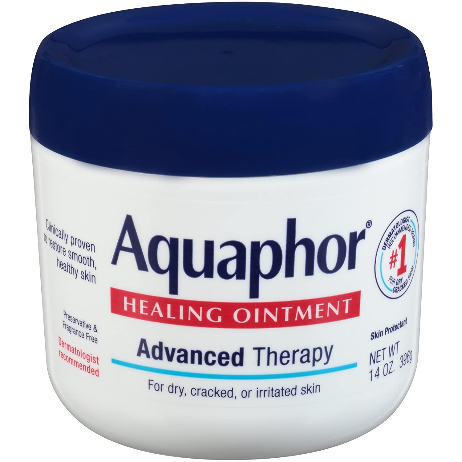 Aquaphor Healing Ointment - Moisturizing Skin Protectant for Dry Cracked Hands, Heels and Elbows, Use After Hand Washing - 14 oz. Jar - image 1 of 4