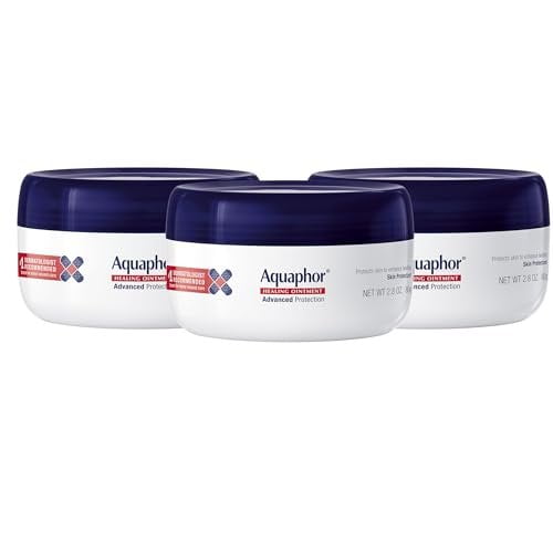 Aquaphor Healing Ointment - Skin Protectant for Dry Cracked Skin - Hands, Heels, Elbows - 2.8 oz Jar Pack of 3