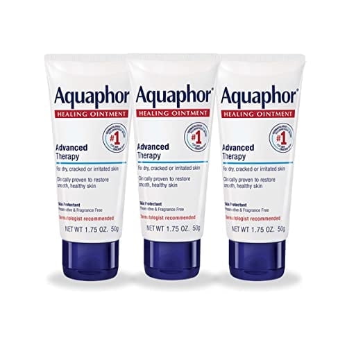 Aquaphor Healing Ointment - Travel Size Protectant for Cracked Skin - Dry Hands, Heels, Elbows, Lips, 1.75 Oz (Pack of 3) - Packaging May Vary
