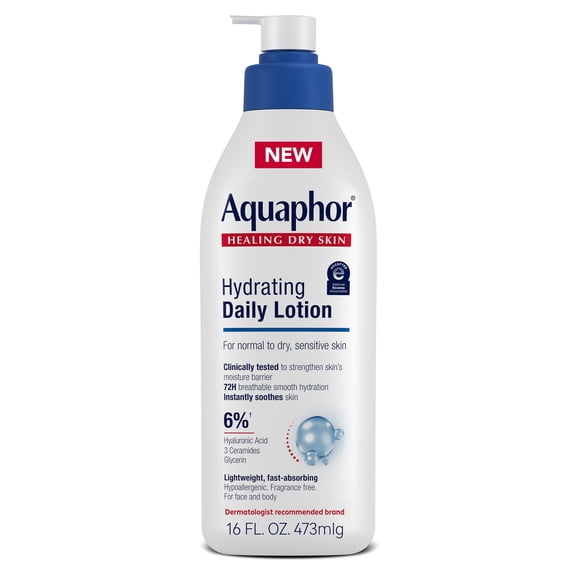 Aquaphor Daily Hydrating Face and Body Lotion, 16 fl oz Pump Bottle