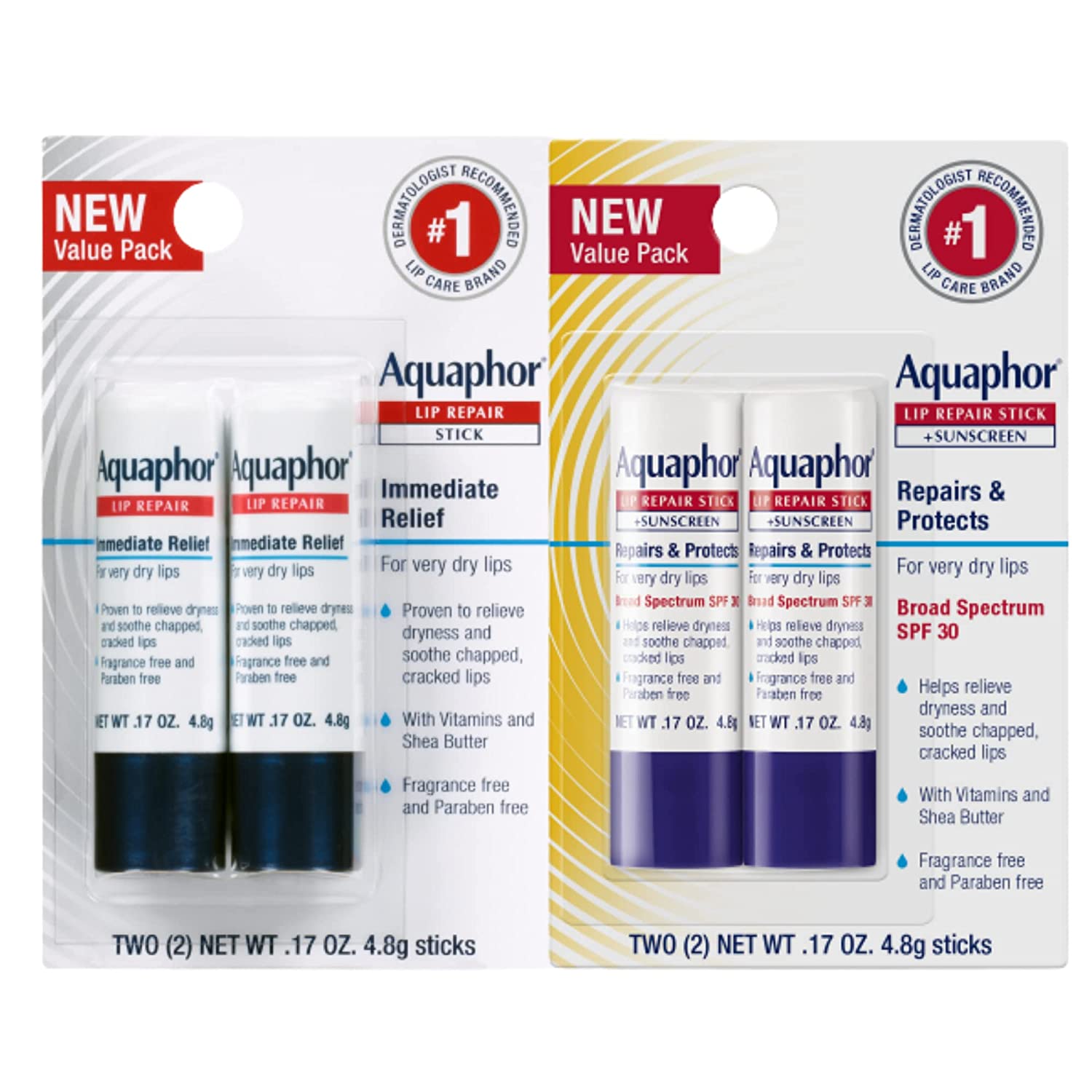 Aquaphor Lip Repair, Moisturizing Lip Balm Set, Soothes Dry Chapped