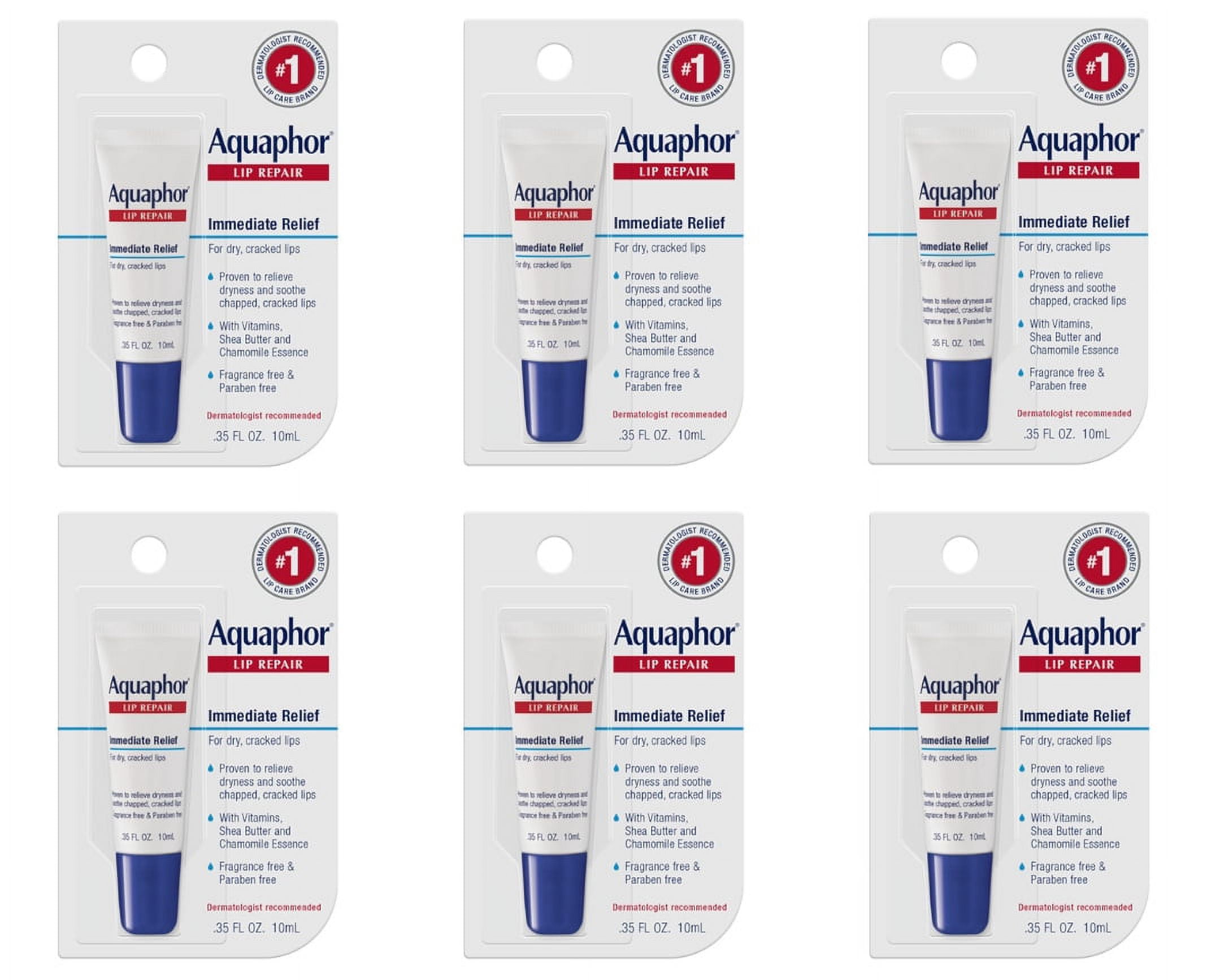 Aquaphor Lip Repair + Protect .35 Fluid Ounce 6 Pack