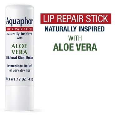 Aquaphor Naturally Inspired Lip Repair, Lip Balm Stick with Aloe Vera, 0.17 oz Stick