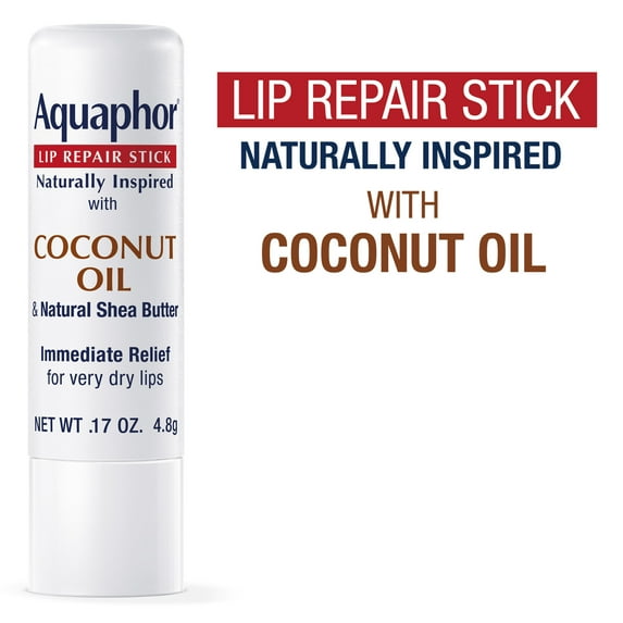 Aquaphor Naturally Inspired Lip Repair Stick, Lip Balm with Coconut Oil, 0.17 oz Stick