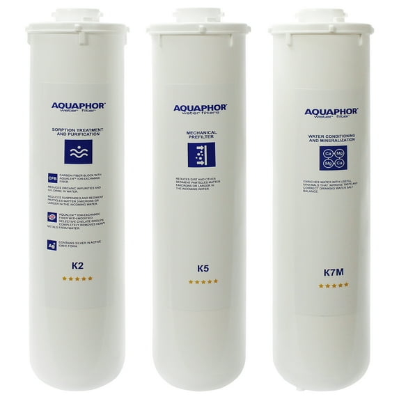 Aquaphor RO-101 Reverse Osmosis Water Filtration System Replacement Filters Set K5K2K7M