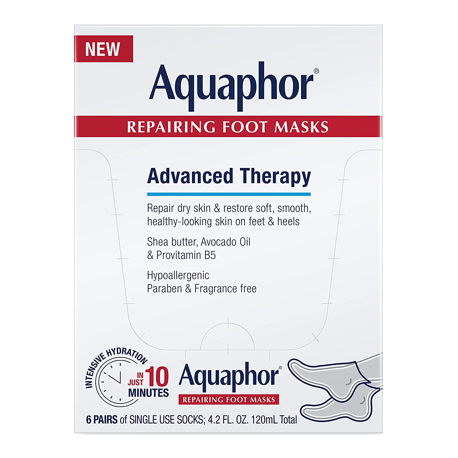 Aquaphor Repairing Foot Masks, Moisturizing Socks for Dry Feet
