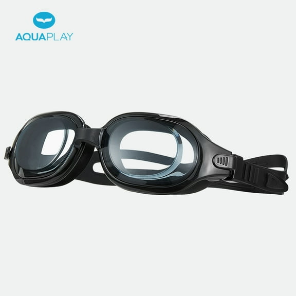 Aquaplay Anti-Fog Swim Goggles for Adults - UV Protection  Leakproof  Adjustable Nose Bridge (Black)