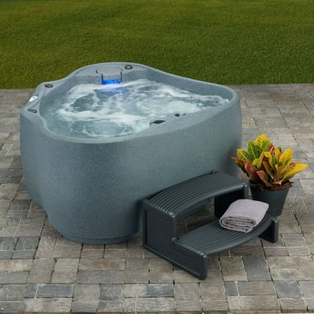 Aquarest Spas AR-300 Select 2-Person, 20-Jet, Plug-and-Play Hot Tub w/LED waterfall - Graystone