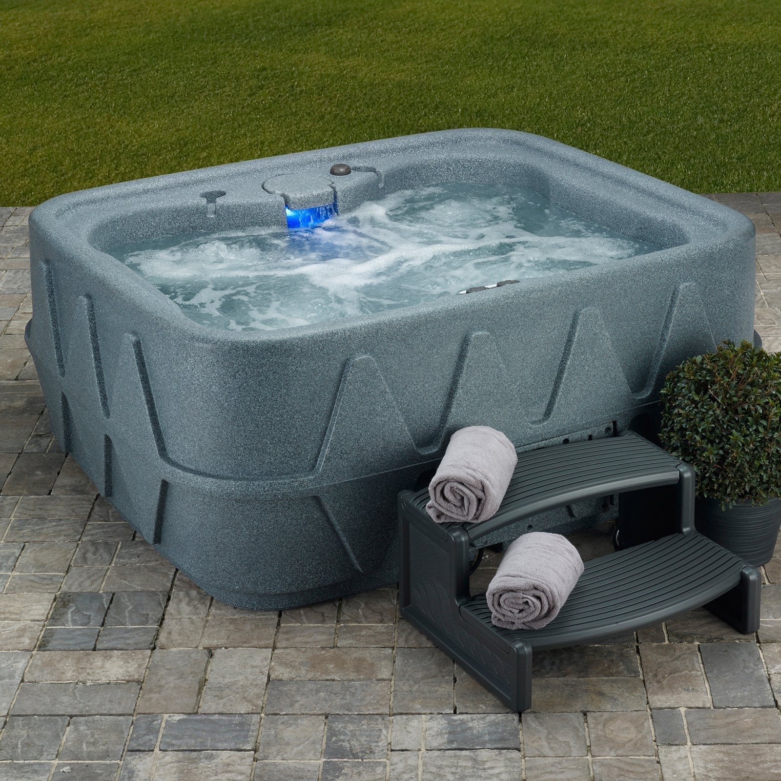Graystone 4-Person Plug & Play Hot Tub with LED Waterfall