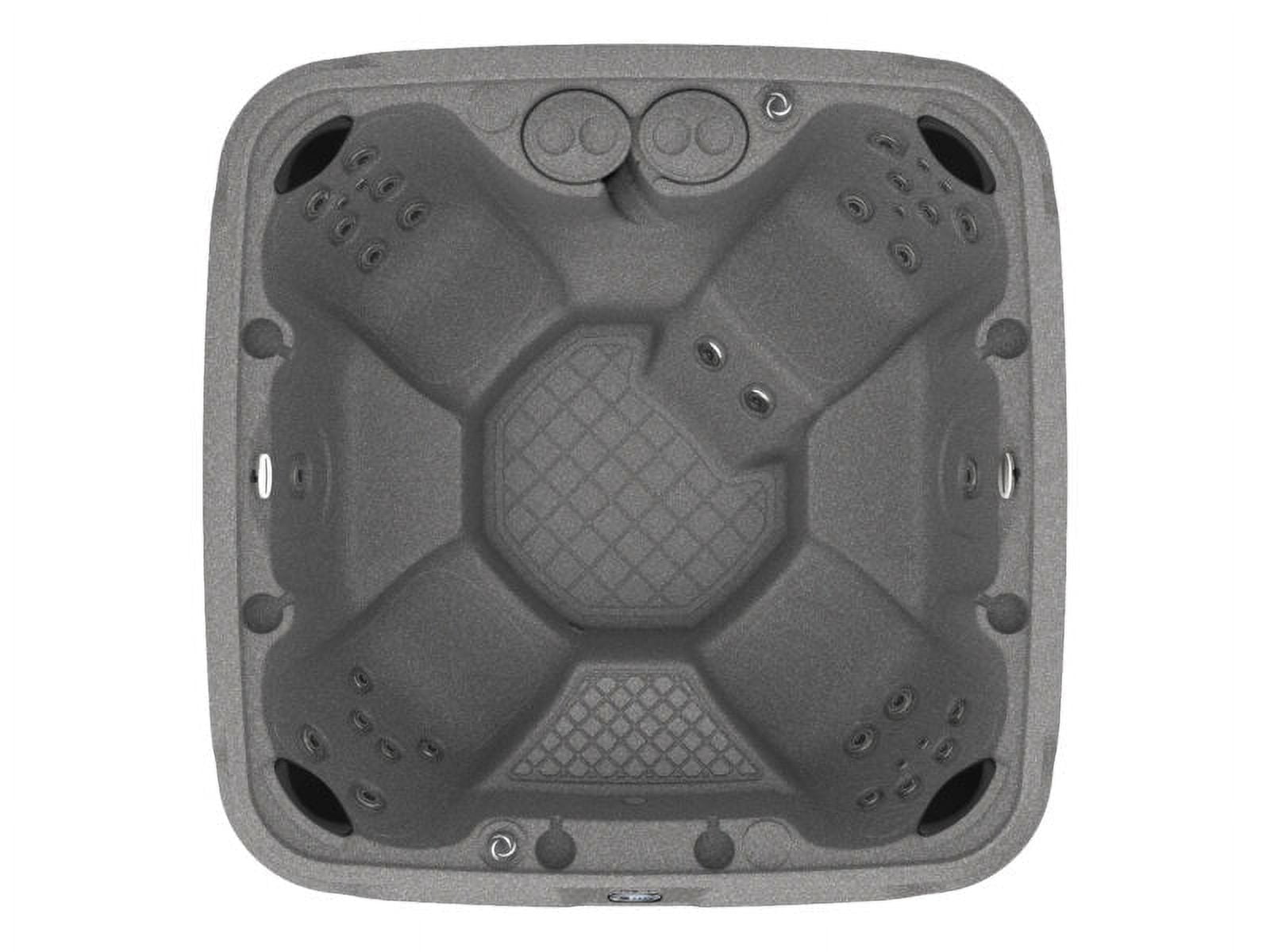Gray Stone and Black Onyx 7-Person Square Hot Tub with LED Waterfall