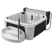 Aquarest Spas DayDream Ensemble 3500S 6-Person 35-Jet Plug and Play Hot Tub with 2 LED Waterfalls, Step with Handrail and Cover with Lifter, Whitestone/Black