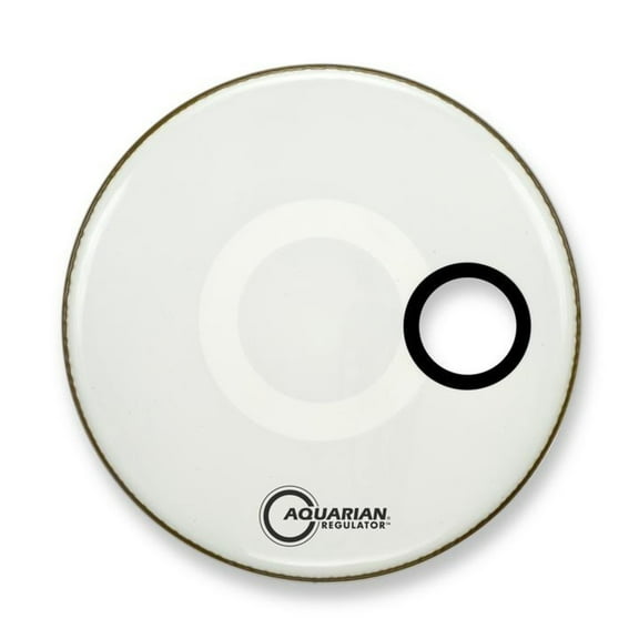 Aquarian Drumheads SMPTCC18BWH Offset Ported Bass 18-inch Bass Drum Head, goss white