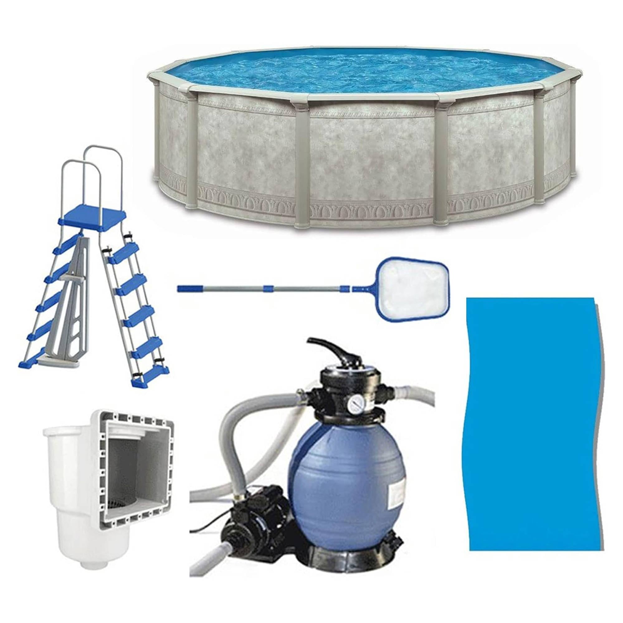 Khaki Venetian 15ft Round Above Ground Pool with Pump and Filter