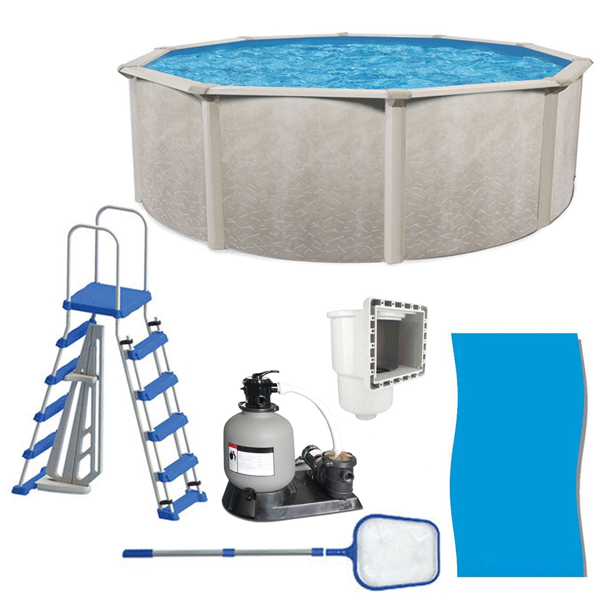 Phoenix 24 ft Round Steel Frame Above Ground Pool with Pump