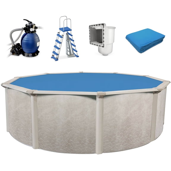 Aquarian Phoenix Steel Outdoor Above Ground Swimming Pool Kit, Gray
