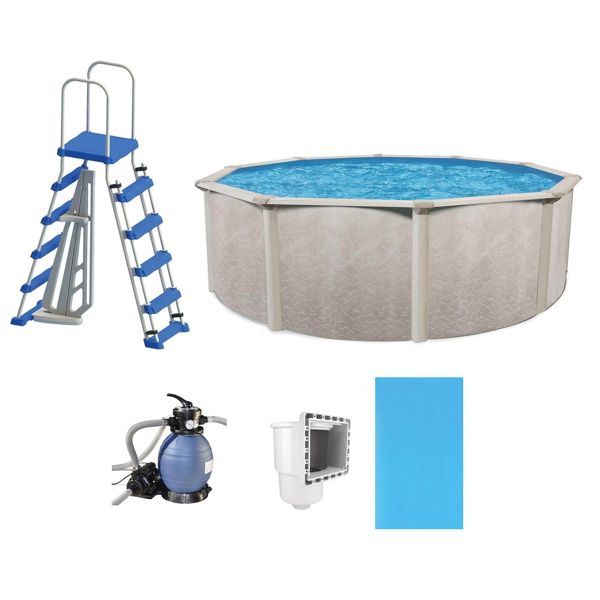 Phoenix 15 ft Round Gray Steel Frame Above Ground Pool Kit