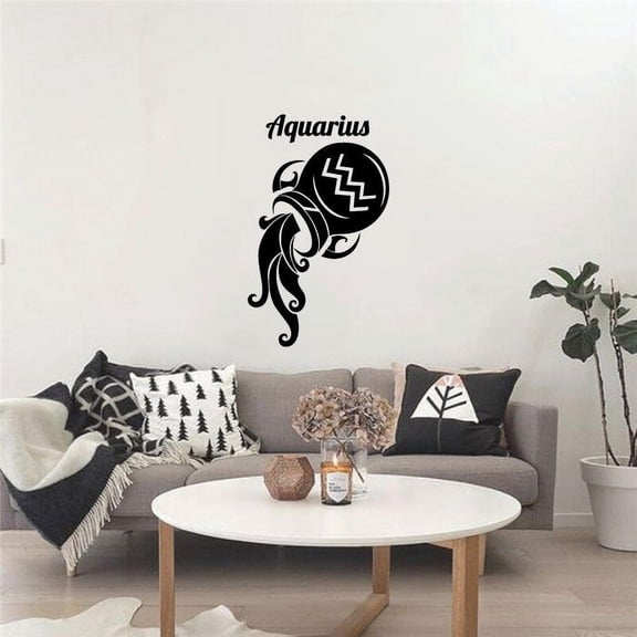 Aquarious Logo Vase Horoscopes Astrological Chart Zodiac Signs Star Constellations Vinyl Wall Art Wall Sticker Wall Decal For Home Room Wall Office Living Room Wall Decoration Decal Size(10x8 inch)
