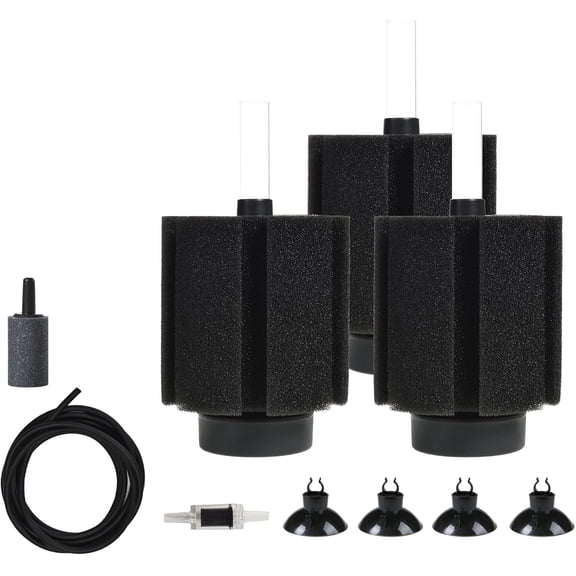 Aquarium 75 Gallon Sponge Filter with Air Stone,75 Gallon Sponge Filter for Breeding Fry Betta Shrimp (3 pcs)
