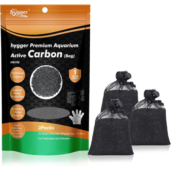 Aquarium Activated Carbon, Premium Natural Coconut Shell Activated Charcoal for Freshwater and Saltwater, Fish Tank Filter Media, Water Purification Carbon (10.5 oz with Fine Mesh Bag)