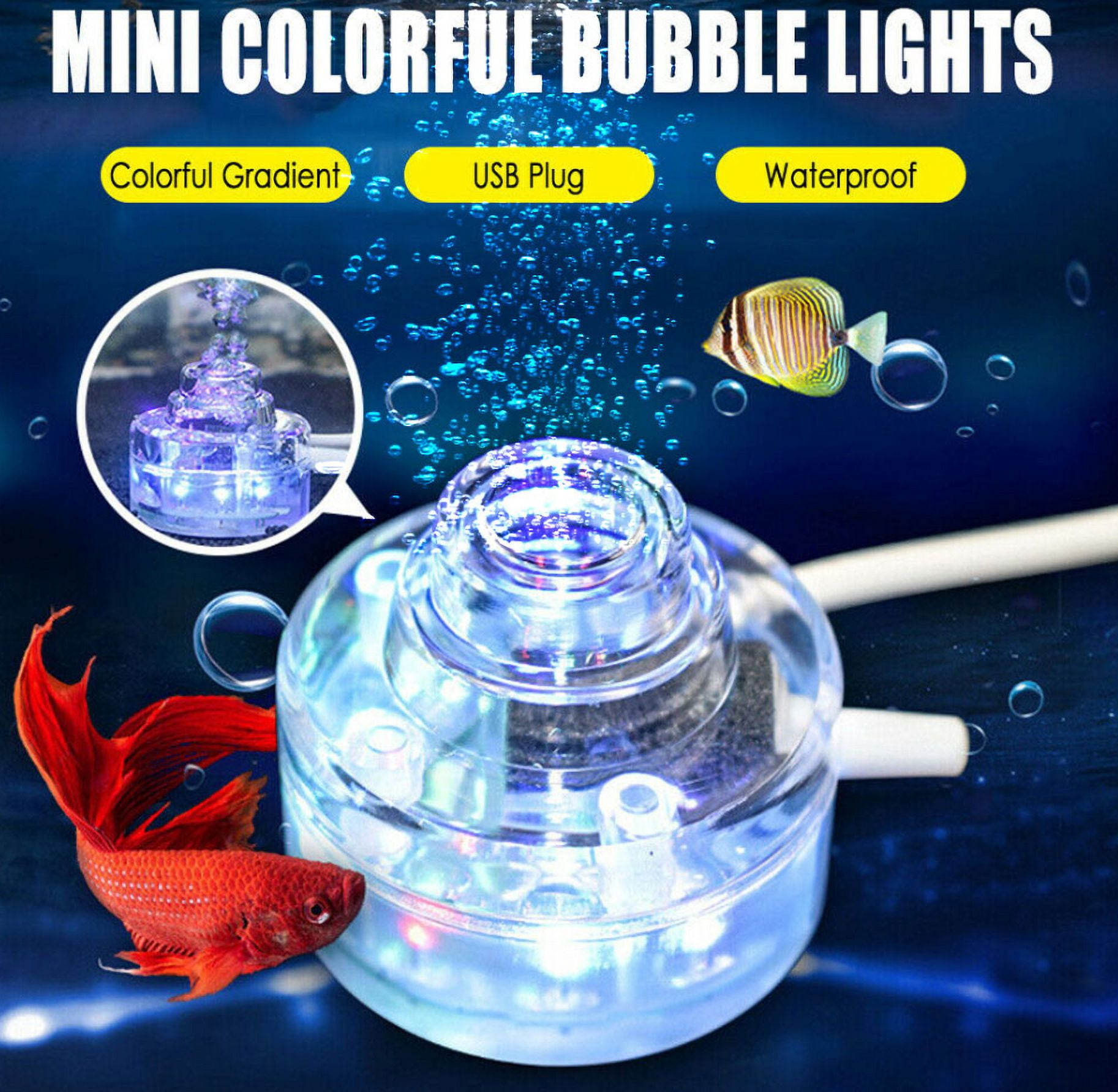 Aquarium Air Bubble LED Light Aquarium Air Stone Disk Kit Fish Tank Air