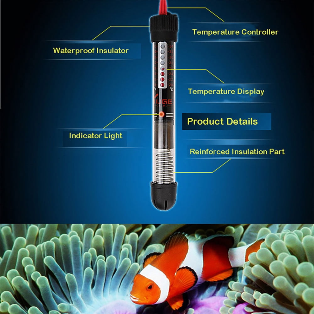 Aquarium Air Bubble Light Submersible Water Vitreous Heater Heating Rod