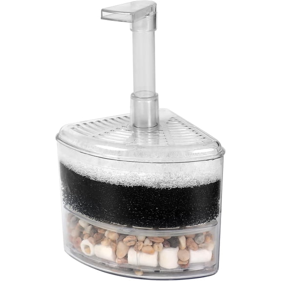 Aquarium Air Driven Corner Sponge Filter, for Fry Shrimp Nano Fish Tank, with Multi Kinds of Filter Media (Small)