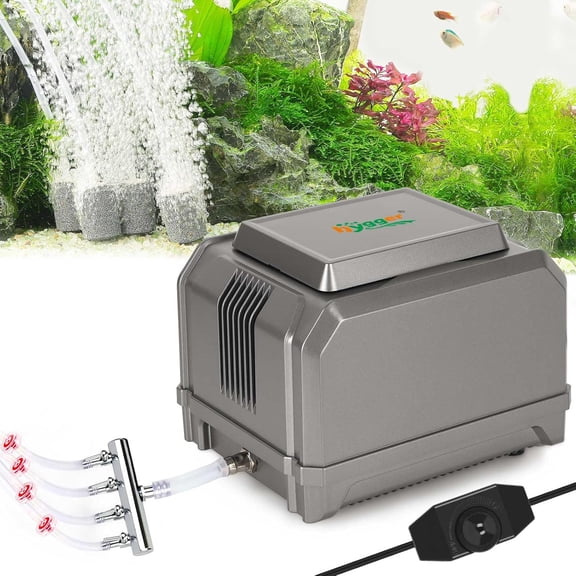 Aquarium Air Pump 10W/15W 0.025Mpa/0.03Mpa Adjustable Fish Tank Air Pump 4 Outlets Aerator for Medium Large Fish Tank Up to 1000 Gallon,Samll Pond,Hydroponics,Commercial Use