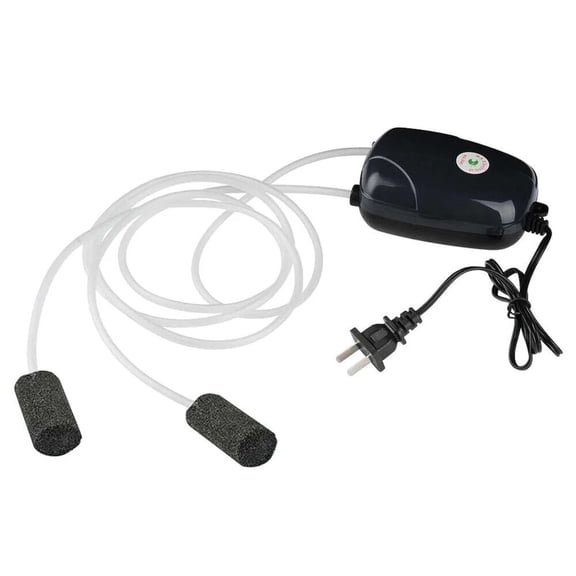 Aquarium Air Pump with 2 Outlets, 5W Quiet Oxygen Pump Fish Tank Aerator Pump with Air Tube Air Stone, for Fish Tank, Adjustable Flow Control, Oxygen Bubbler Air Aerator Pump, 1Pc(White,78x2")