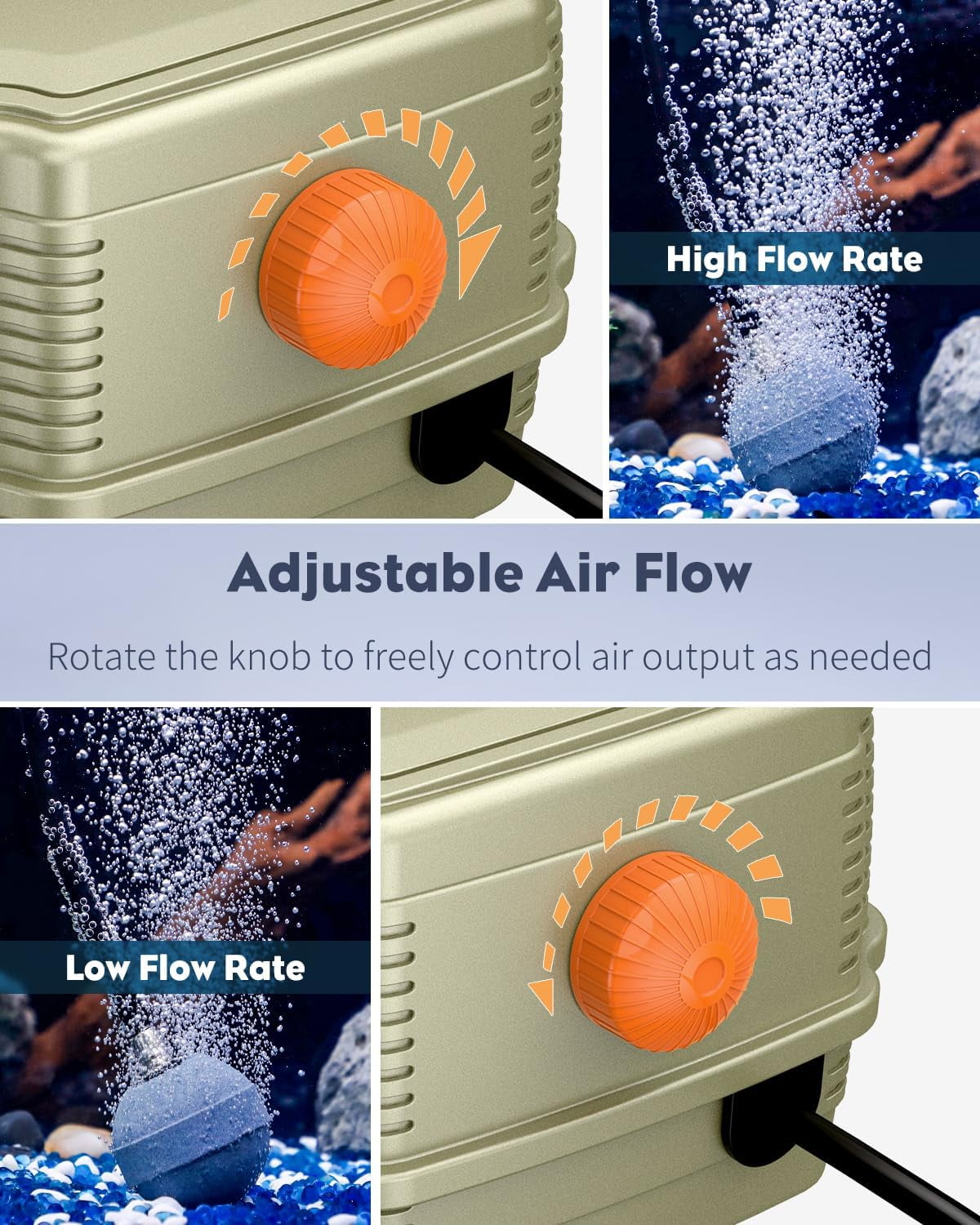 Aquarium Air Pump 254 GPH Dual Outlets Fish Tank Air Pump for Tanks up ...