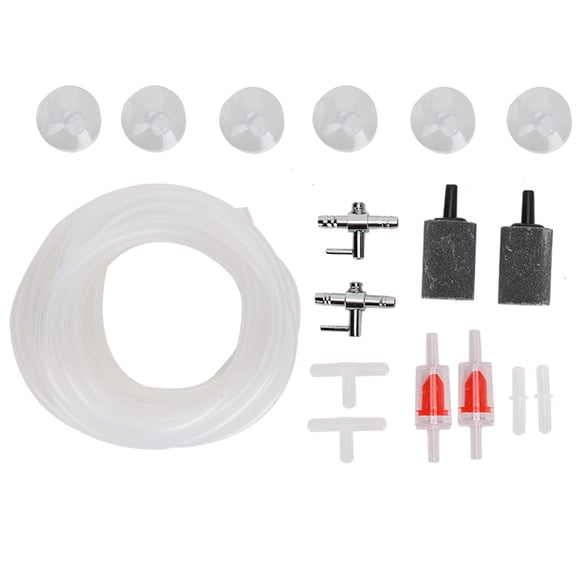 Aquarium Air Pump Accessories Kit with 2-Way & 3-Way Diverter Valves, Check Air Stones, Suction Cups & Tubing for 4mm Pipe