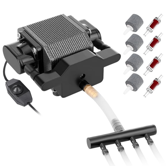 Aquarium Air Pump For ≤ 800 Gal Tanks, 317GPH Flow, Aluminum Alloy Housing