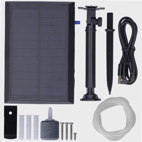 Aquarium Air Pump Oxygenator, Durable IP65 5.5V 1.5W Oxygen Pump Kit,Solar Charging Air Aeration Pump for Fish Tank Aquaculture Pool