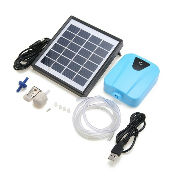 Aquarium Air Pump- Tank Pumpwith Regulating Valves, Solar Charging Moving Air Bubble Aerator Low- low noise