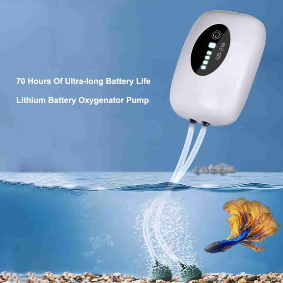 Aquarium Air Pump USB Rechargeable Oxygen Pump Fish Tank Bubbler High Capacity 4800mAh Lithium Battery Quiet Operation Durable And Portable Design Automatic Start-up Ideal For