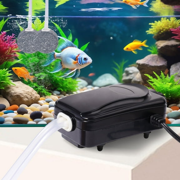 FINAQUA Aquarium Air Pump with Dual Outlets, Adjustable Oxygen Bubbler with Air Stones, Tubing & Check Valves