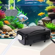 Aquarium Air Pump with Dual Outlets, Adjustable Oxygen Bubbler with Air Stones, Tubing & Check Valves