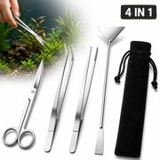 Aquarium Aquascaping Tool, Long Tweezers Scissors Spatula, 4 in 1 Stainless Steel Aquatic Plants Set for Fish Starter Kits, Aquariums Tank and Terrarium