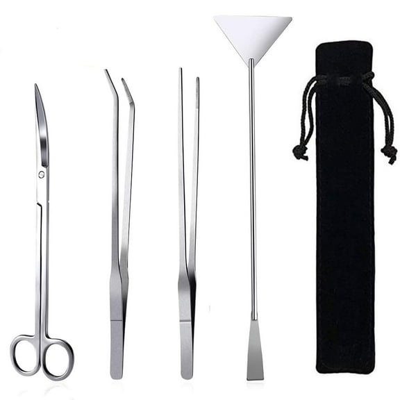 Aquarium Aquascaping Tool, Long Tweezers Scissors Spatula, 4 in 1 Stainless Steel Aquatic Plants Set for Fish Starter Kits, Aquariums Tank and Terrarium