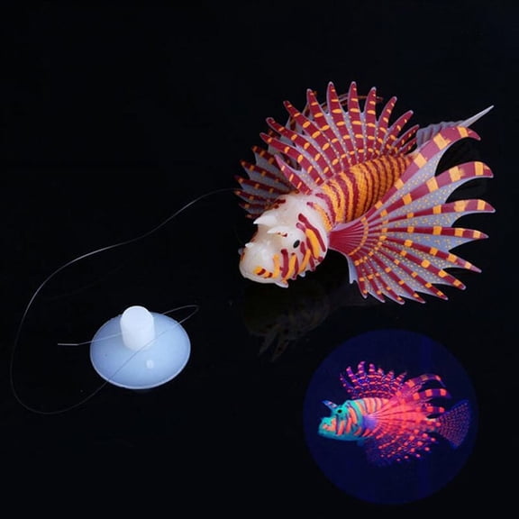 Aquarium Artificial Luminous Lionfish Silicone Fish Glow In Dark Water Ornament