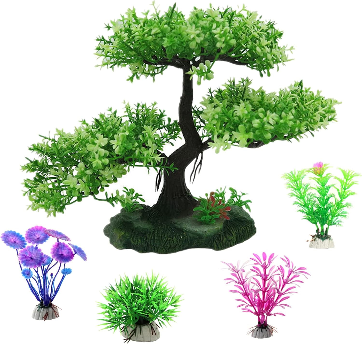 Aquarium Artificial Plastic Large Plants Decorations, 5pcs Cherry ...