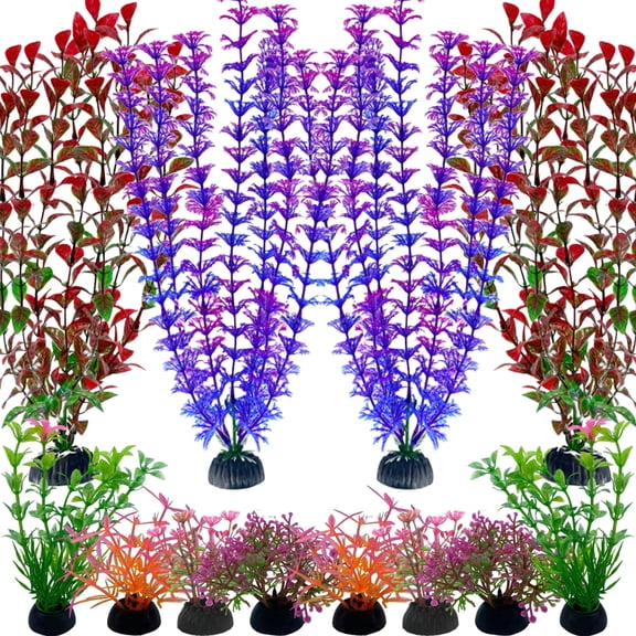12pcs Aquarium Plants Artificial Fish Tank Decorations,Aquarium Decor with a Large Fish Tank Decor Fake Aquarium Accessories